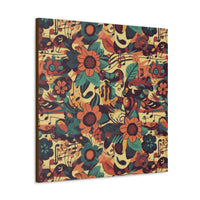 Vintage 70's Inspired Musical Notes Floral Canvas Gallery Wraps!