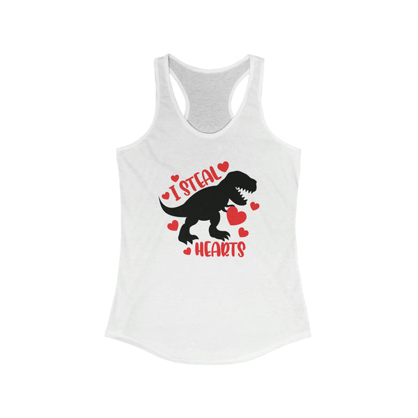 I Steal Hearts T-Rex Valentines Day Women's Racerback Tank! Spring Vibes!