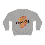Kansas City Football Chief Outline Unisex Heavy Blend Crewneck Sweatshirt! Football Season!