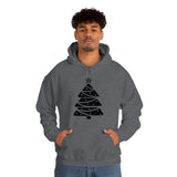 Christmas Tree Wrap Minimalistic Design Unisex Heavy Blend Hooded Sweatshirt! Winter Vibes!