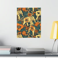 Vintage 70's Floral Elephant Print Premium Matte Vertical Posters!