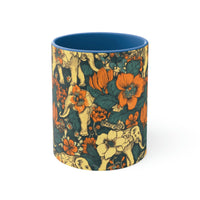 Vintage 70's Inspired Floral Elephant Accent Coffee Mug, 11oz!