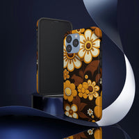 Vintage 70's Floral Chocolate Flowers Tough Phone Cases, Case-Mate!