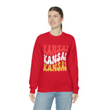 Kansas City Football Red Wave Unisex Heavy Blend Crewneck Sweatshirt! Football Season!