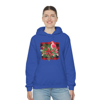 Buffalo Print Cardinal Holiday Unisex Heavy Blend Hooded Sweatshirt! Winter Vibes!