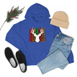 Paint Striped Deer Head Holiday Unisex Heavy Blend Hooded Sweatshirt! Winter Vibes!