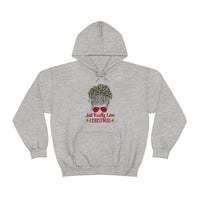 Just Really Love Christmas Bun Girl Unisex Heavy Blend Hooded Sweatshirt! Winter Vibes!