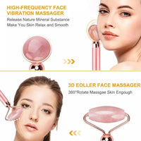 Electric 4-in-1 Vibrating Rose Quartz Facial & Body Massager Roller