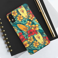 Vintage Floral Surfboard Blue and Yellow Tough Phone Cases, Case-Mate! Summer Vibes!