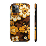 Vintage 70's Floral Chocolate Flowers Tough Phone Cases, Case-Mate!