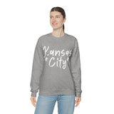 Kansas City Football White Logo Unisex Heavy Blend Crewneck Sweatshirt! Football Season!