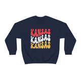 Kansas City Football Red Wave Unisex Heavy Blend Crewneck Sweatshirt! Football Season!