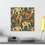 Vintage 70's Inspired Elephant Florals Canvas Gallery Wraps!