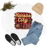 Kansas City Girl Football Buffalo Plaid Unisex Heavy Blend Crewneck Sweatshirt! Football Season!