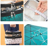 Sparkling Diamond Lattice Travel Makeup Bag - Waterproof, Multi-Function Cosmetic Case