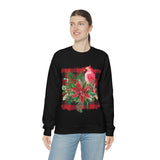 Red Cardinal Buffalo Print Holiday Unisex Heavy Blend Crewneck Sweatshirt! Winter Vibes!