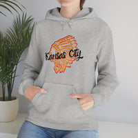 Kansas City Football Chief Outlined Unisex Heavy Blend Hooded Sweatshirt! Football Season!