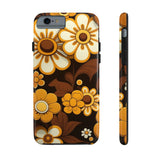 Vintage 70's Floral Chocolate Flowers Tough Phone Cases, Case-Mate!