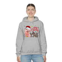 Rustic Merry Christmas Yall Pig Unisex Heavy Blend Hooded Sweatshirt! Winter Vibes!