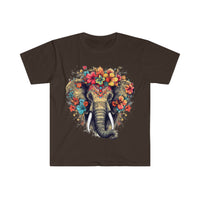Boho Floral Elephant With Flower Crown Unisex Graphic Tees! Summer Vibes!