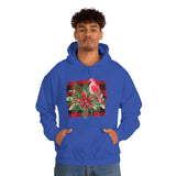 Buffalo Print Cardinal Holiday Unisex Heavy Blend Hooded Sweatshirt! Winter Vibes!