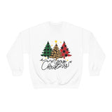 Merry Christmas Leopard Print Tree Unisex Heavy Blend Crewneck Sweatshirt! Winter Vibes!