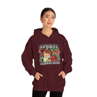 Rustic Cowboy Christmas Holiday Unisex Heavy Blend Hooded Sweatshirt! Winter Vibes!