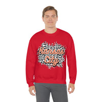Kansas City Football Grey and Pink Leopard Print Unisex Heavy Blend Crewneck Sweatshirt! Football Season!