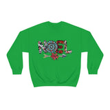 Western Noel Buffalo Print Turquoise Jewel Unisex Heavy Blend Crewneck Sweatshirt! Winter Vibes!