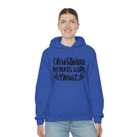 Christmas Begins With Christ Unisex Heavy Blend Hooded Sweatshirt! Winter Vibes!