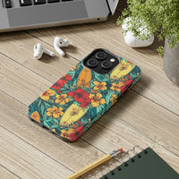 Vintage Floral Surfboard Blue and Yellow Tough Phone Cases, Case-Mate! Summer Vibes!