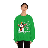 Tis The Season To Sparkle Snowman Unisex Heavy Blend Crewneck Sweatshirt! Winter Vibes!