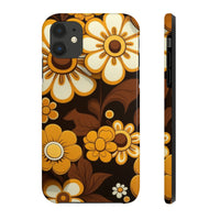 Vintage 70's Floral Chocolate Flowers Tough Phone Cases, Case-Mate!