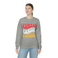 Kansas City Football Red Wave Unisex Heavy Blend Crewneck Sweatshirt! Football Season!