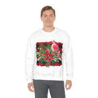 Red Cardinal Buffalo Print Holiday Unisex Heavy Blend Crewneck Sweatshirt! Winter Vibes!