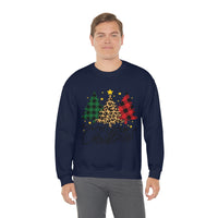 Merry Christmas Leopard Print Tree Unisex Heavy Blend Crewneck Sweatshirt! Winter Vibes!