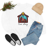 Buffalo Plaid Nativity Story Unisex Heavy Blend Crewneck Sweatshirt! Winter Vibes!
