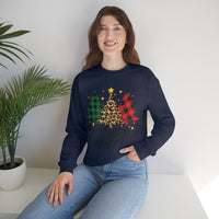 Merry Christmas Leopard Print Tree Unisex Heavy Blend Crewneck Sweatshirt! Winter Vibes!