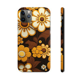 Vintage 70's Floral Chocolate Flowers Tough Phone Cases, Case-Mate!