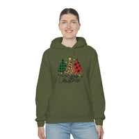 Merry Christmas Leopard Print Unisex Heavy Blend Hooded Sweatshirt! Winter Vibes!