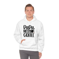 PaPa Needs Coffee Unisex Heavy Blend Hooded Sweatshirt! Sarcastic Vibes! Grandparent vibes!