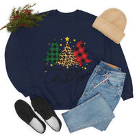 Merry Christmas Leopard Print Tree Unisex Heavy Blend Crewneck Sweatshirt! Winter Vibes!