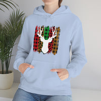 Paint Striped Deer Head Holiday Unisex Heavy Blend Hooded Sweatshirt! Winter Vibes!