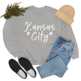 Kansas City Football White Logo Unisex Heavy Blend Crewneck Sweatshirt! Football Season!