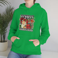 Rustic Cowboy Christmas Holiday Unisex Heavy Blend Hooded Sweatshirt! Winter Vibes!