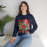 Red Cardinal Buffalo Print Holiday Unisex Heavy Blend Crewneck Sweatshirt! Winter Vibes!