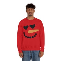 Snowman Heart Eyes Unisex Heavy Blend Crewneck Sweatshirt! Winter Vibes!