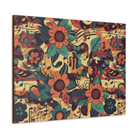 Vintage 70's Inspired Musical Notes Floral Canvas Gallery Wraps!