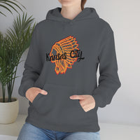 Kansas City Football Chief Outlined Unisex Heavy Blend Hooded Sweatshirt! Football Season!