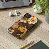 Vintage 70's Floral Chocolate Flowers Tough Phone Cases, Case-Mate!